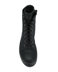 schwarze hohe Sneakers aus Leder von Rick Owens DRKSHDW