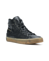 schwarze hohe Sneakers aus Leder von Diesel