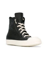 schwarze hohe Sneakers aus Leder von Rick Owens