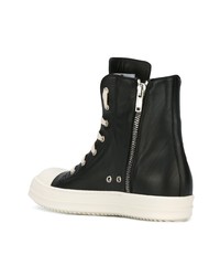 schwarze hohe Sneakers aus Leder von Rick Owens