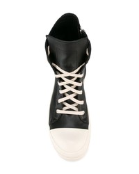 schwarze hohe Sneakers aus Leder von Rick Owens