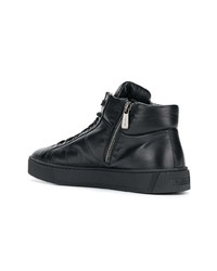 schwarze hohe Sneakers aus Leder von Santoni