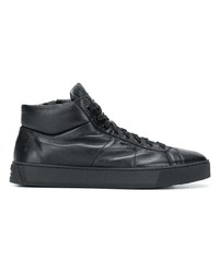 schwarze hohe Sneakers aus Leder von Santoni