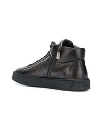 schwarze hohe Sneakers aus Leder von Santoni