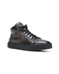 schwarze hohe Sneakers aus Leder von Santoni