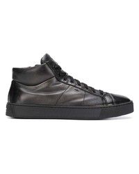 schwarze hohe Sneakers aus Leder von Santoni