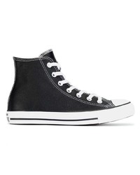 schwarze hohe Sneakers aus Leder von Converse