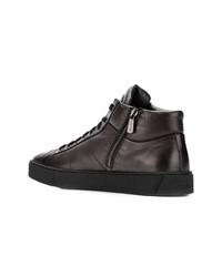 schwarze hohe Sneakers aus Leder von Santoni