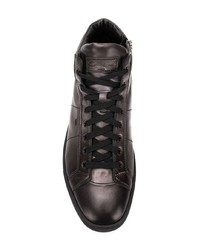 schwarze hohe Sneakers aus Leder von Santoni