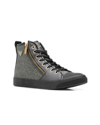 schwarze hohe Sneakers aus Leder von Emporio Armani