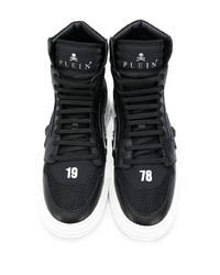 schwarze hohe Sneakers aus Leder von Philipp Plein