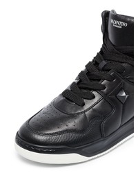 schwarze hohe Sneakers aus Leder von Valentino Garavani