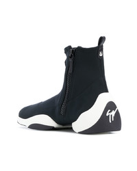 schwarze hohe Sneakers aus Leder von Giuseppe Zanotti Design