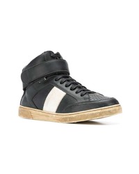 schwarze hohe Sneakers aus Leder von Saint Laurent