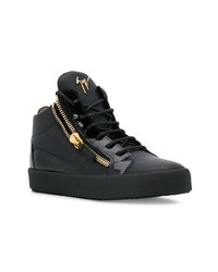 schwarze hohe Sneakers aus Leder von Giuseppe Zanotti Design