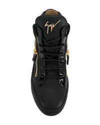 schwarze hohe Sneakers aus Leder von Giuseppe Zanotti Design