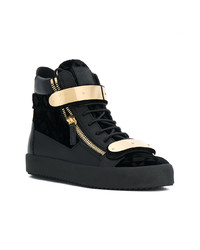 schwarze hohe Sneakers aus Leder von Giuseppe Zanotti Design