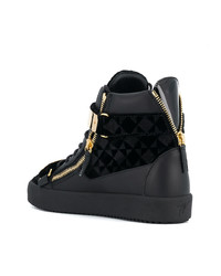 schwarze hohe Sneakers aus Leder von Giuseppe Zanotti Design