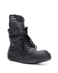 schwarze hohe Sneakers aus Leder von Rick Owens