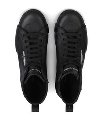 schwarze hohe Sneakers aus Leder von Dolce & Gabbana