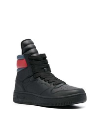 schwarze hohe Sneakers aus Leder von Tommy Jeans