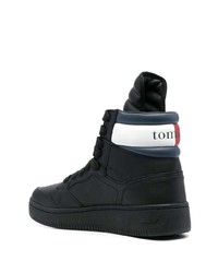 schwarze hohe Sneakers aus Leder von Tommy Jeans