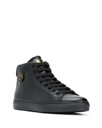 schwarze hohe Sneakers aus Leder von Roberto Cavalli