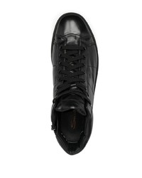 schwarze hohe Sneakers aus Leder von Santoni