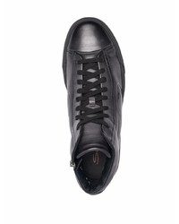 schwarze hohe Sneakers aus Leder von Santoni