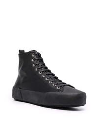 schwarze hohe Sneakers aus Leder von Jil Sander