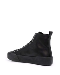 schwarze hohe Sneakers aus Leder von Jil Sander