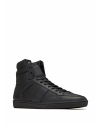 schwarze hohe Sneakers aus Leder von Saint Laurent