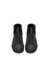 schwarze hohe Sneakers aus Leder von Saint Laurent