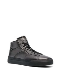 schwarze hohe Sneakers aus Leder von Santoni