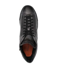 schwarze hohe Sneakers aus Leder von Santoni