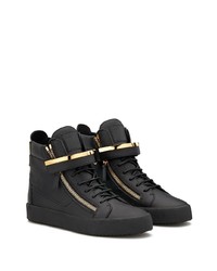 schwarze hohe Sneakers aus Leder von Giuseppe Zanotti