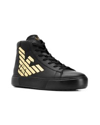 schwarze hohe Sneakers aus Leder von Ea7 Emporio Armani