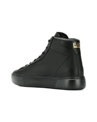 schwarze hohe Sneakers aus Leder von Ea7 Emporio Armani