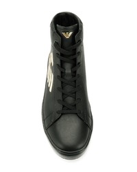 schwarze hohe Sneakers aus Leder von Ea7 Emporio Armani