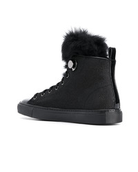 schwarze hohe Sneakers aus Leder von Moncler