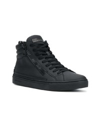 schwarze hohe Sneakers aus Leder von Crime London