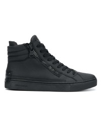 schwarze hohe Sneakers aus Leder von Crime London