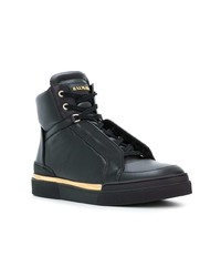 schwarze hohe Sneakers aus Leder von Balmain