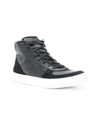 schwarze hohe Sneakers aus Leder von Stone Island