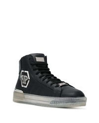 schwarze hohe Sneakers aus Leder von Philipp Plein