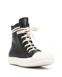 schwarze hohe Sneakers aus Leder von Rick Owens