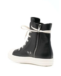 schwarze hohe Sneakers aus Leder von Rick Owens