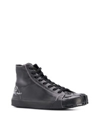 schwarze hohe Sneakers aus Leder von Maison Margiela