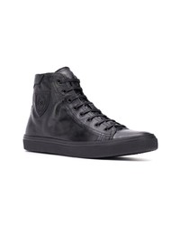 schwarze hohe Sneakers aus Leder von Saint Laurent