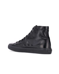 schwarze hohe Sneakers aus Leder von Saint Laurent